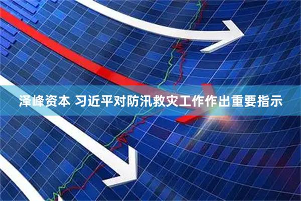 泽峰资本 习近平对防汛救灾工作作出重要指示