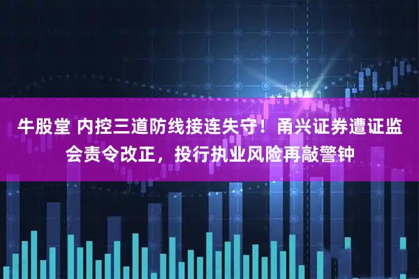 牛股堂 内控三道防线接连失守！甬兴证券遭证监会责令改正，投行执业风险再敲警钟